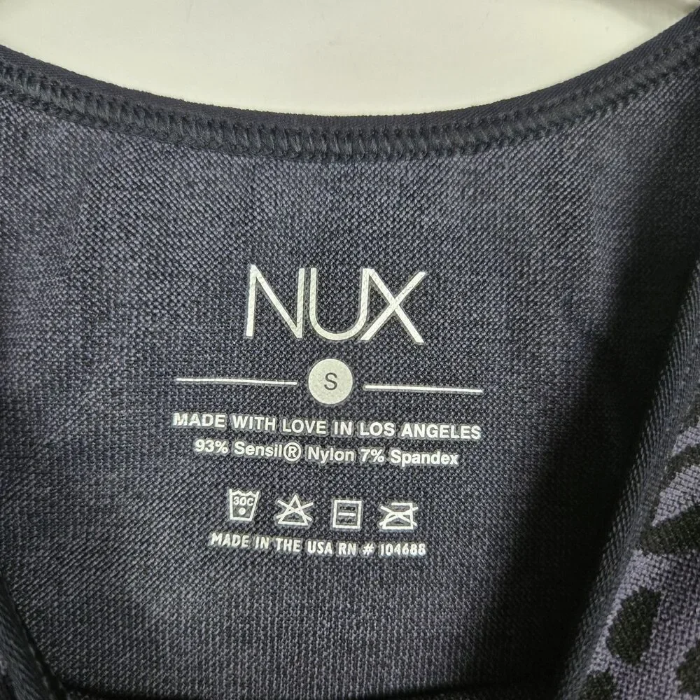 Nux Women's Size Small Purple Black Cheetah Print Sports Bra NWOT